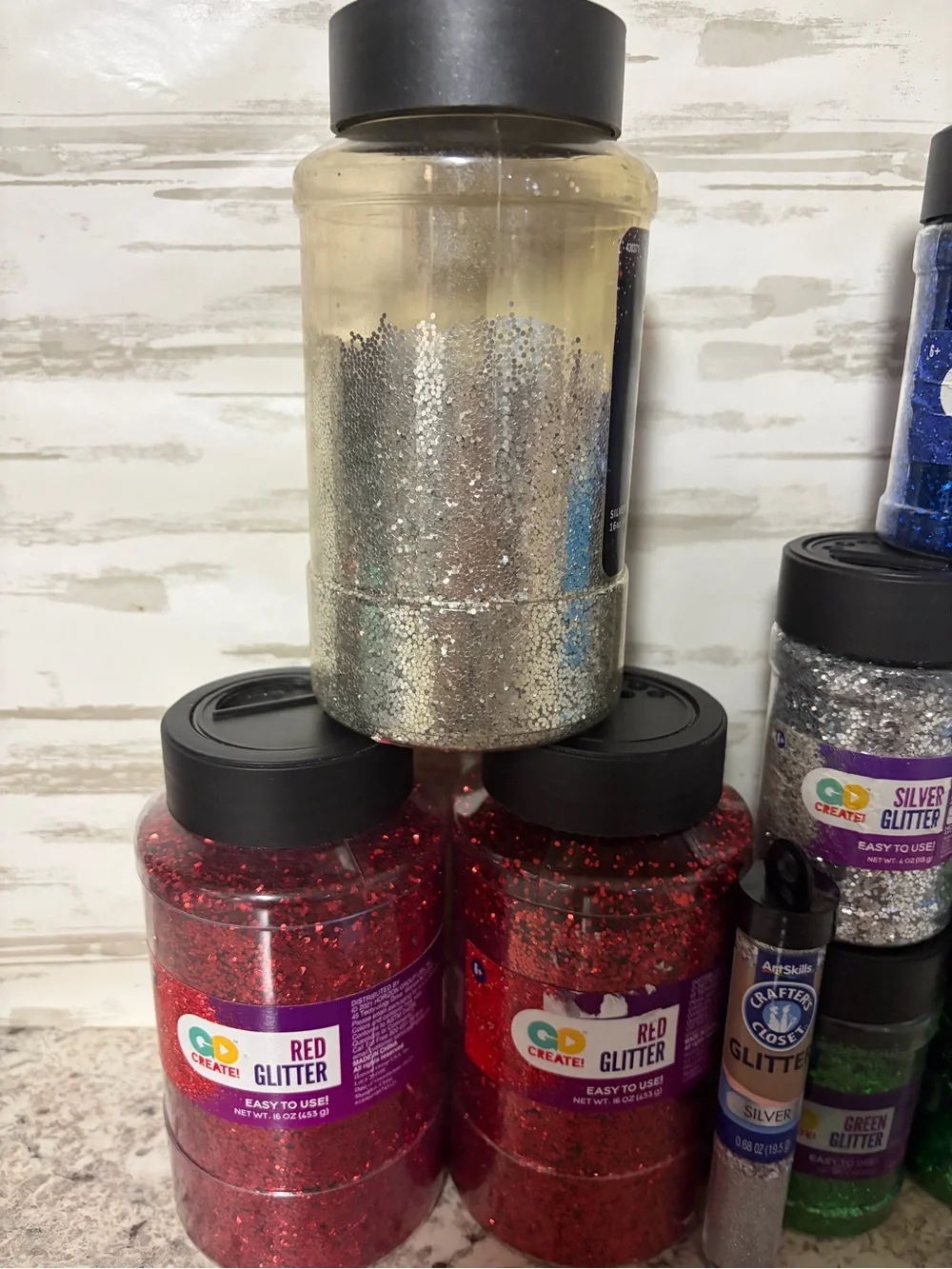 Assorted Glitter Pack Bundle– Red, Silver, Green, Royal Blue